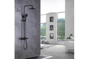 Душевая стойка ABBER Thermostat с термостатом и изливом, черная матовая (AF8516B) - 2