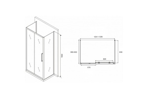 Душевой уголок Abber Schwarzer Diamant 130х90 хром стекло матовое - 2