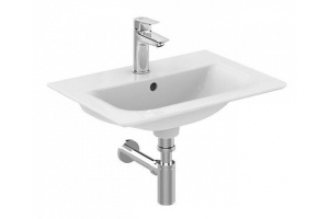 E027901 CONNECT AIR Vanity умывальник 84 см, для монтажа соло с дизайн-сифоном или с подстольем CONNECT AIR; отверстие под смес, с отверстием перелива