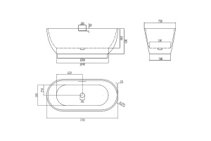 Ванна из искусственного камня Abber Frankfurt 170х75 белая без гидромассажа - 3