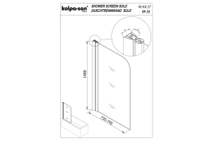 Шторка на ванну Kolpa San Sole 75 хром - 2