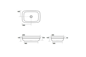 Kerasan Tribeca Раковина встраиваемая/накладная 60х38см, без отв. под смеситель, цвет: черный матовый - 3