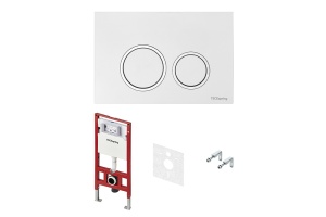 TECE spring комплект 4 в 1 Застенный модуль,панель смыва с круглыми кнопками, белый глянцевый