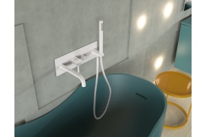 Смеситель Paffoni Light LIG001BO с ВНУТРЕННЕЙ ЧАСТЬЮ, для ванны с душем, белый - 3