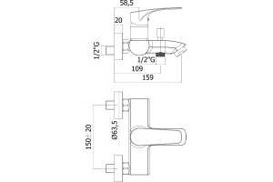 Смеситель Paffoni Lime LM022CR для ванны с душем - 2