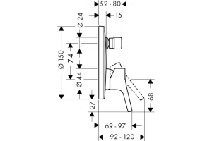 Смеситель Hansgrohe Talis S2 72406000 для ванны с душем - 2