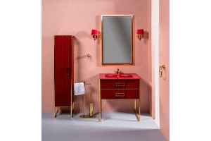 Тумба под раковину моноблок Boheme Armadi Art Monaco 100 бордо глянец - золото - 2