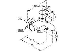 Смеситель Kludi Bozz 386910576 для ванны с душем - 2