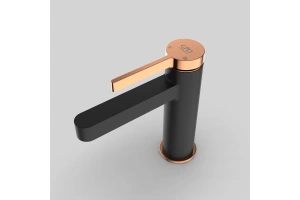 Смеситель для раковины GPD Gildo черный матовый - розовое золото - 3