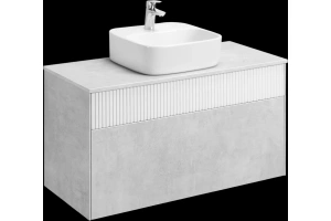 Тумба с раковиной Aquaton Марбл 100 белый-серый
