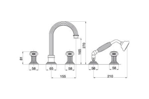 Смеситель для ванны Cezares Aphrodite (APHRODITE-BVD-02-S1) - 3