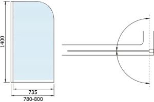Шторка на ванну Weltwasser WW100 100T1 80х140 хром (10000001222) - 2