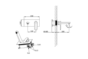 Смеситель для раковины встраиваемый Vincea Esse черный - 2
