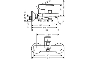 Смеситель Hansgrohe Vernis Blend 71440000 для ванны с душем, хром - 3
