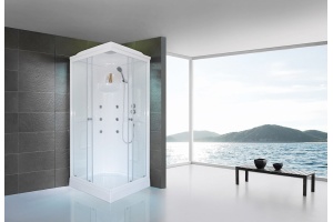 Душевая кабина Royal Bath HP 90x90 профиль белый стекло прозрачное с гидромассажем - 2