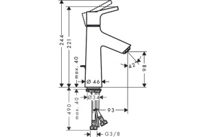 Смеситель для раковины Hansgrohe Talis S 100, LowFlow 3,5 л /мин, однорычажный, со сливным гарнитуром, хром 72024000 - 2