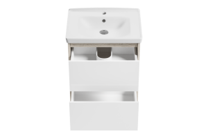 Тумба с раковиной Misty Мускат 60 белая - светлое дерево - 2