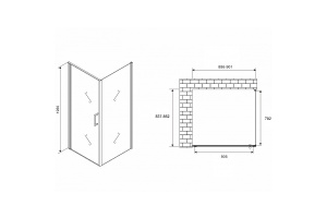 Душевой уголок Abber Sonnenstrand 90х85 черный стекло прозрачное - 2
