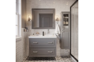 Мебель для ванной STWORKI Хадстен 100 cерая, подвесная, из МДФ, российская (гарнитур, комплект)