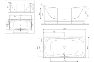 W30A-180-080W-R Sensation, каркас для ванны акриловой A0 180х80 см - 3