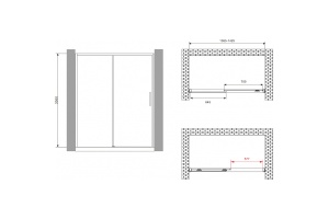 Душевая дверь Abber Komfort 140 черная стекло прозрачное - 2