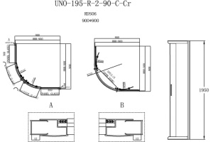 Душевой уголок BelBagno Uno-195 R 2 90 P Cr - 3