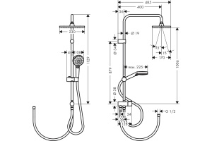 Душевая стойка Hansgrohe Vernis Shape Showerpipe 230 1jet Reno EcoSmart черный матовый - 2