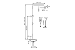 Душевая система WasserKraft 30 с термостатом черный матовый - хромоникель - 3
