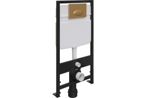 Комплект Унитаз подвесной STWORKI Ноттвиль SETK3104-2616 безободковый, с микролифтом + Система инсталляции для унитазов EWRIKA ProLT 0026-2020 с кнопкой смыва 0053 золото матовое - 2