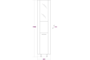 Шкаф-пенал угловой Onika Дюна 30 R с зеркалом, белый (403036) - 2