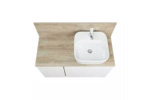 Тумба с раковиной Одри 42 и столешницей Aquaton Мишель 100 белый-светлое дерево