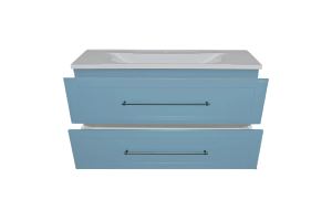 Тумба под раковину подвесная Misty Марта 100 голубой матовый - 2