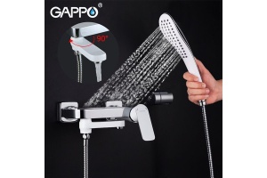 Смеситель для ванны с изливом служит переключателем на лейку белый/хром G3248 - 3