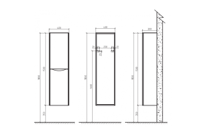 Шкаф-пенал Belbagno Ancona-n 40х150 L белый - 3