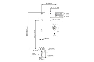Душевая система WasserKraft 22.5 белый матовый - хром - 3