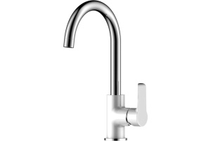 Смеситель для кухонной мойки Rossinka  белый, хром (W35-24)