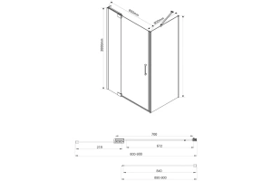Боковая стенка Vincea Extra 90х200 хром стекло прозрачное - 2