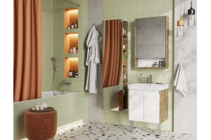 Комплект мебели Aquaton Сканди Doors 55 Белый глянец Дуб рустикальный - 2