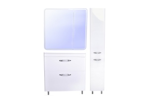 Тумба напольная Каре 80 (2 ящ.) Люкс белая, PLUS