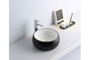 Раковина накладная CeramaLux NC 40 см белый/черный (5004BW) - 2