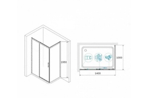 Душевой уголок RGW Leipzig LE-41-1 140х100 профиль хром стекло прозрачное - 3