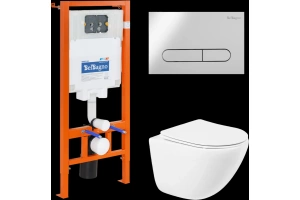 Комплект унитаза с инсталляцией BelBagno Amanda с сиденьем микролифт и кнопкой смыва хром глянцевый