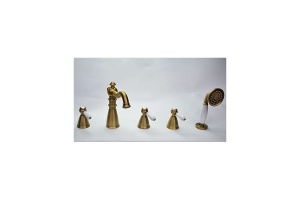 Смеситель на борт ванны Magliezza Grosso Bianco 50119-3-br с ручным выдвижным душем TL-3-br, бронза - 2