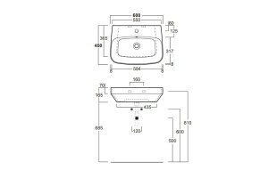 Simas Baden Baden Раковина подвесная 60х45 см, с 1 отв. для смесителя, цвет белый (без крепления F89) - 2