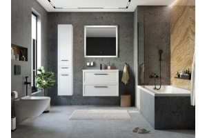 Зеркало STWORKI Эстерсунд 90 белое матовое, с подсветкой, сенсор на зеркале - 2