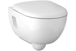 500.800.00.1 RENOVA T54 Унитаз подвесной безободковый, полузакрытая форма с сиденьем быстросъем., микролифт
