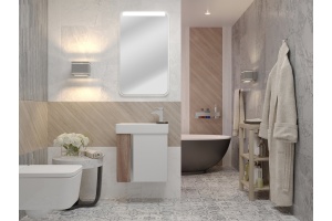 Тумба с раковиной Aquaton Вита 46 белый - светлое дерево