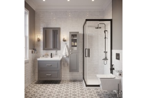 Мебель для ванной STWORKI Хадстен 80 cерая, в стиле прованс, подвесная, российская (гарнитур, комплект) - 2