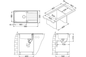 Мойка кухонная Alveus Praktik 100 матовая - 3