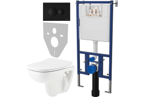 Комплект Унитаз подвесной Seramiksan Petite A101002H с микролифтом + Система инсталляции для унитазов DIWO 4501 + Кнопка смыва DIWO 7313 черная матовая